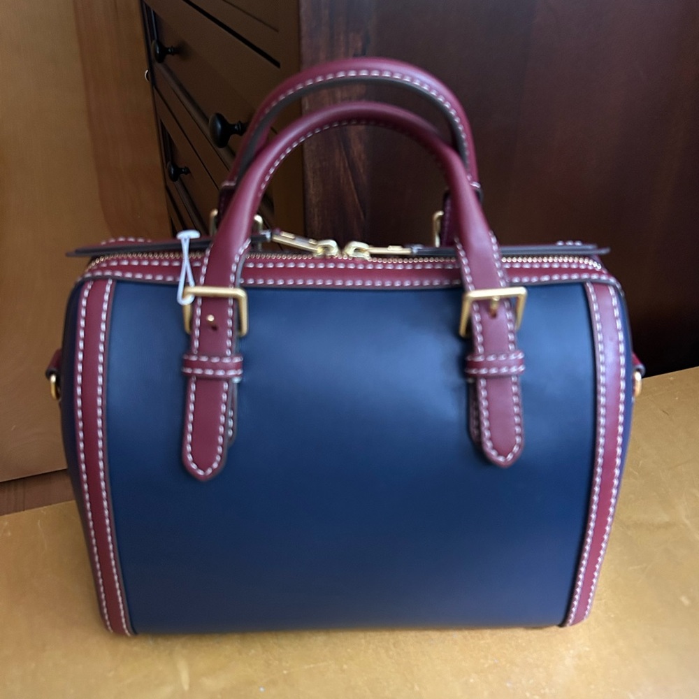 Tory Burch T Monogram Color Block Barrel Bag - Picture 2 of 16